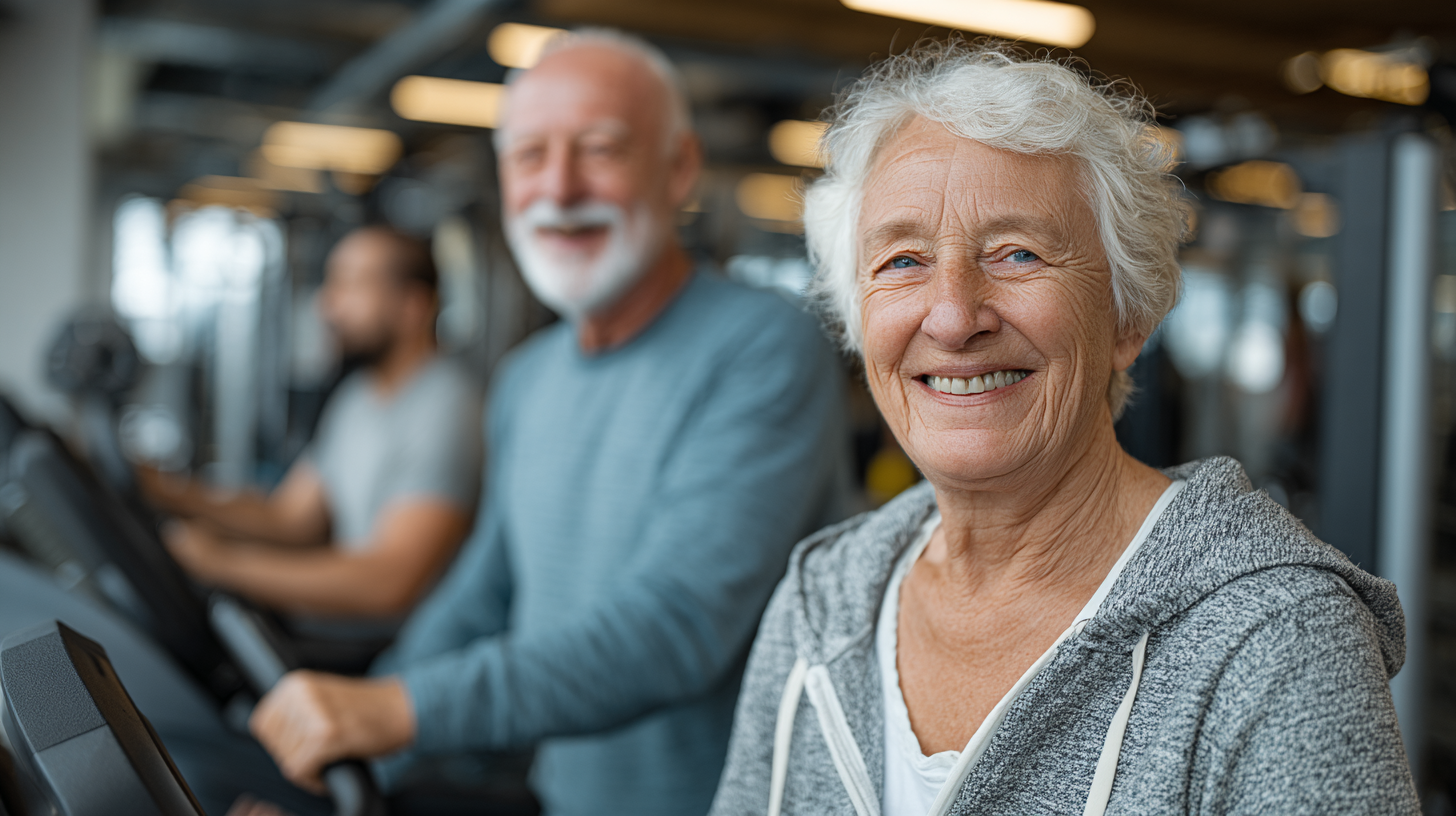 Активни хора в напреднала възраст правят упражнения